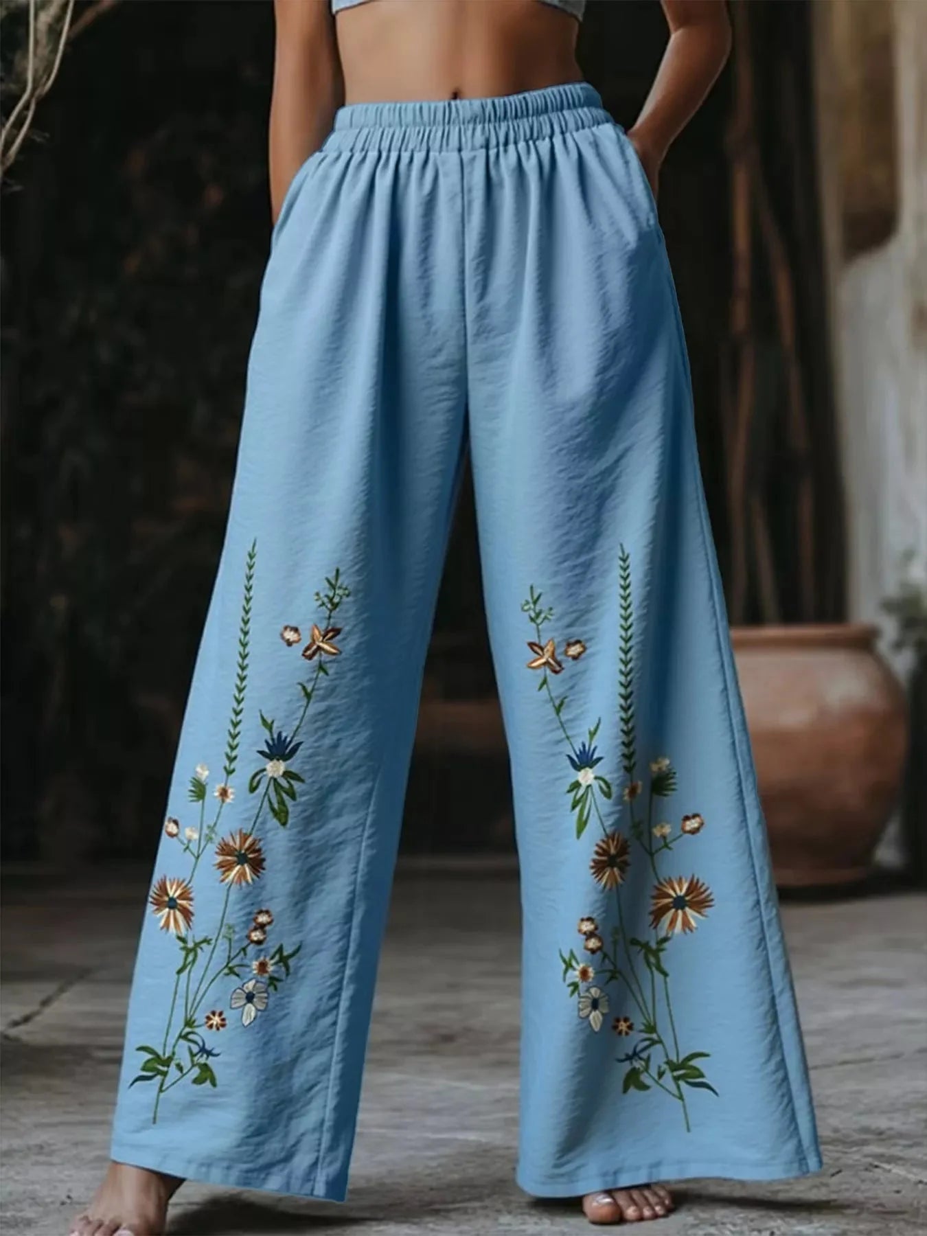 Floral Wide Leg Pants