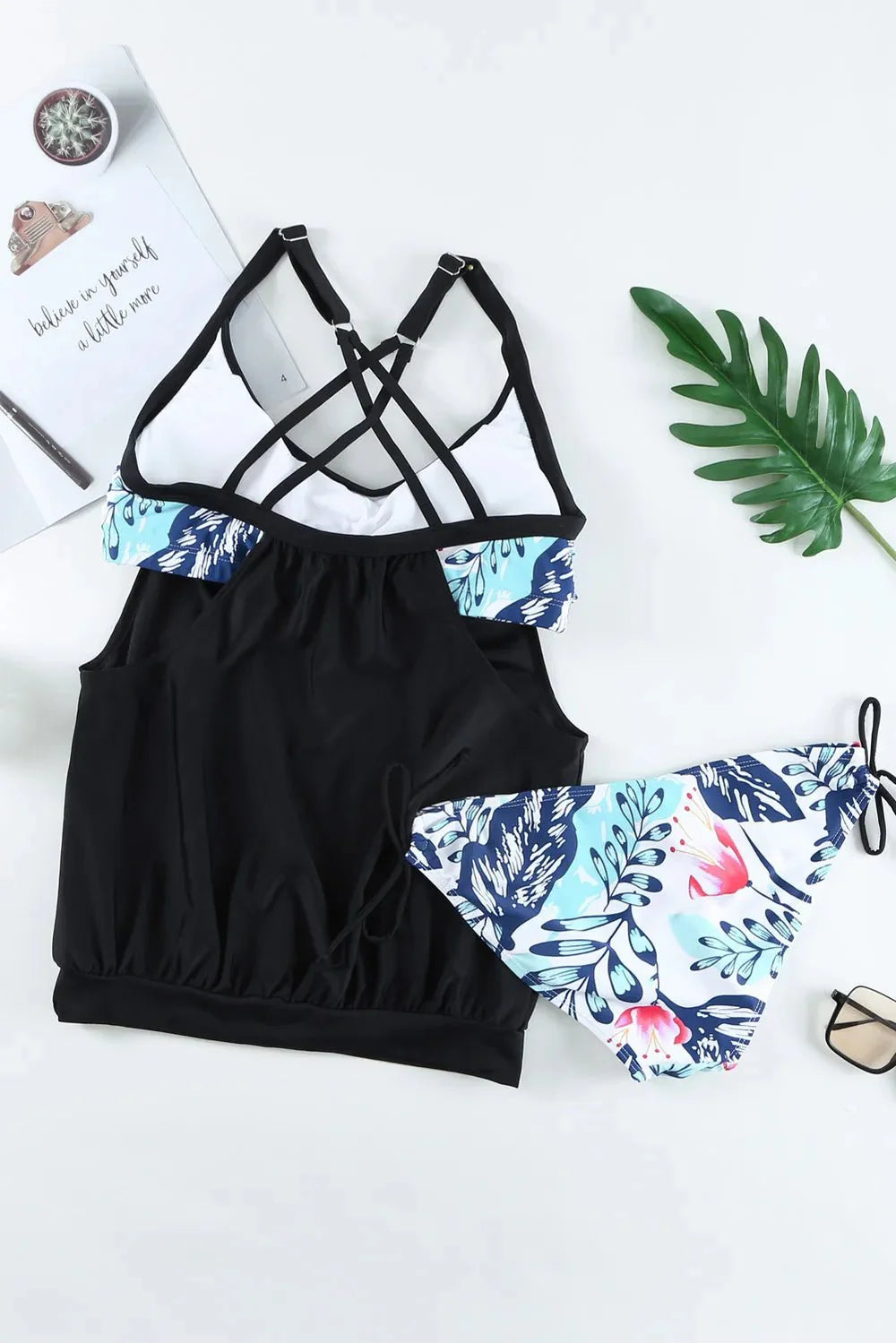 Full Size Crisscross Scoop Neck Tankini Set
