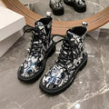 Graffiti Print Combat Boots with Colorful Street Art Design
