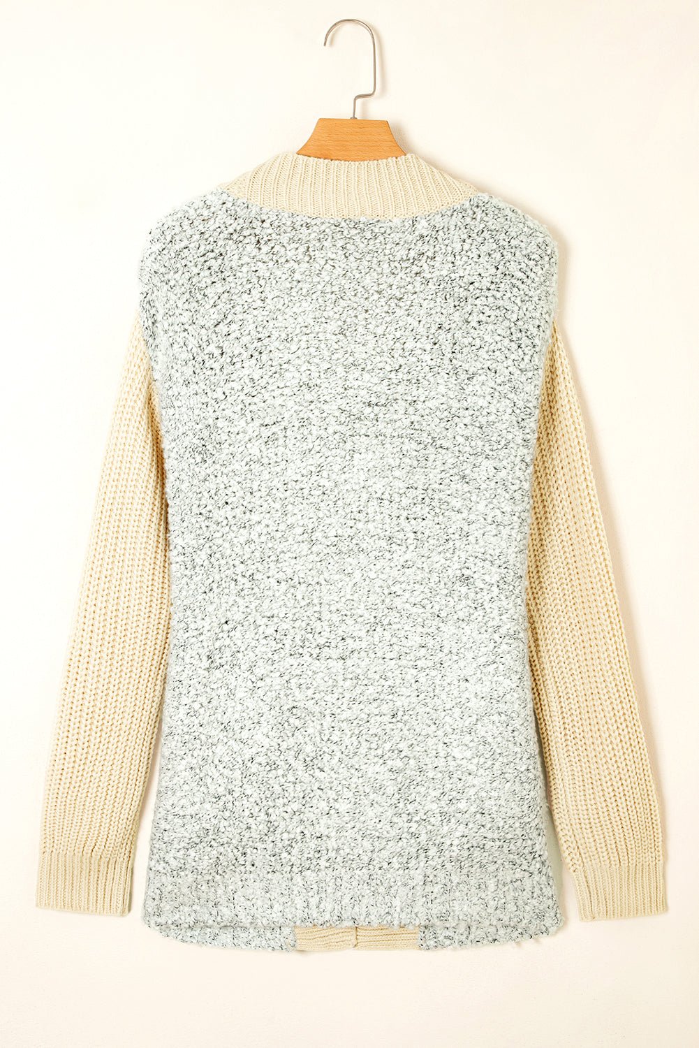 High-rise Patchwork Side Pockets Open Front Cardigan