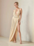Hollow Out Halter Neck Cover-Up Dress