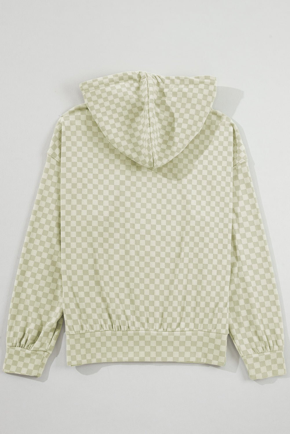 Khaki Checkered Kangaroo Pocket Hoodie