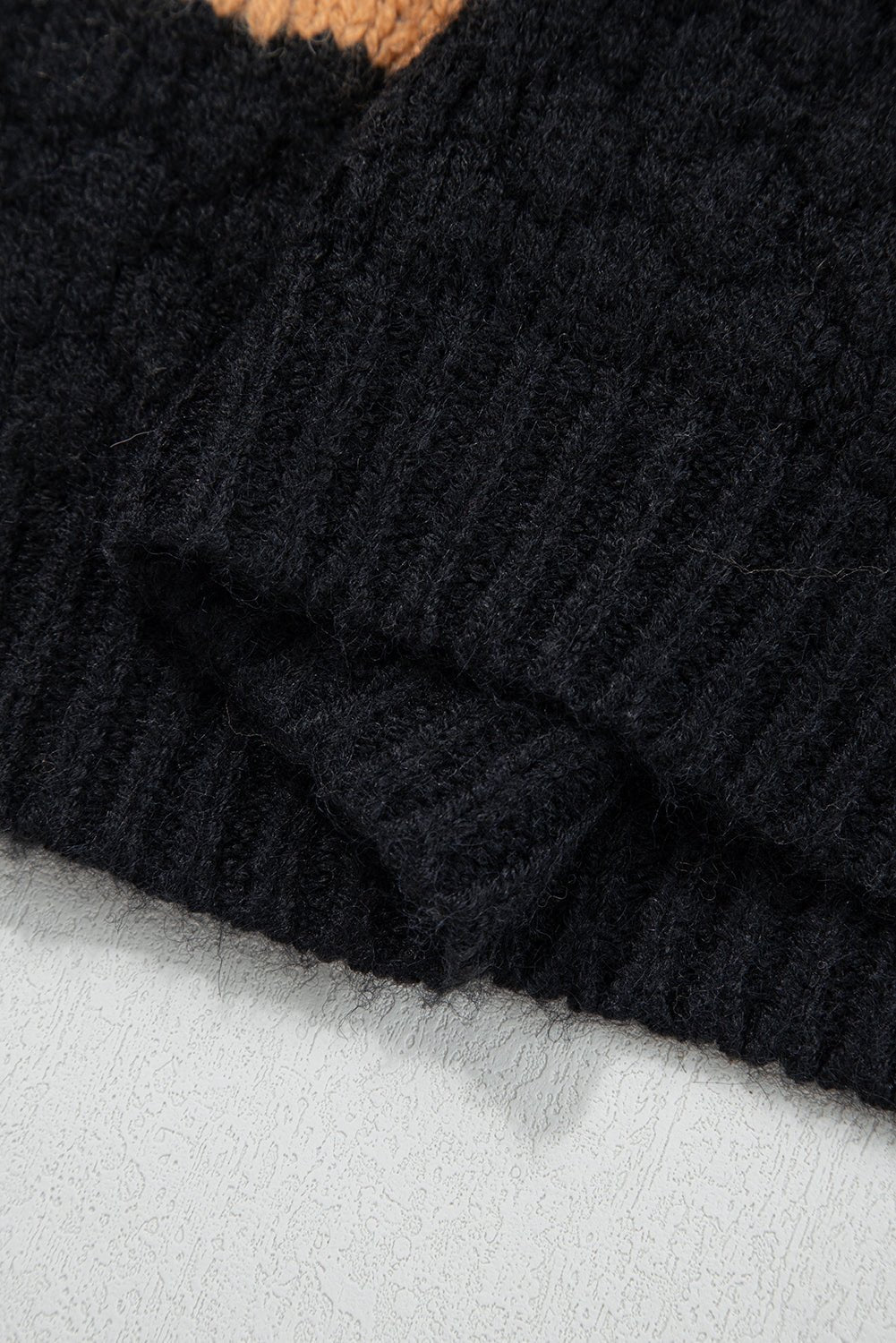 Khaki Colorblock High Neck Baggy Sweater