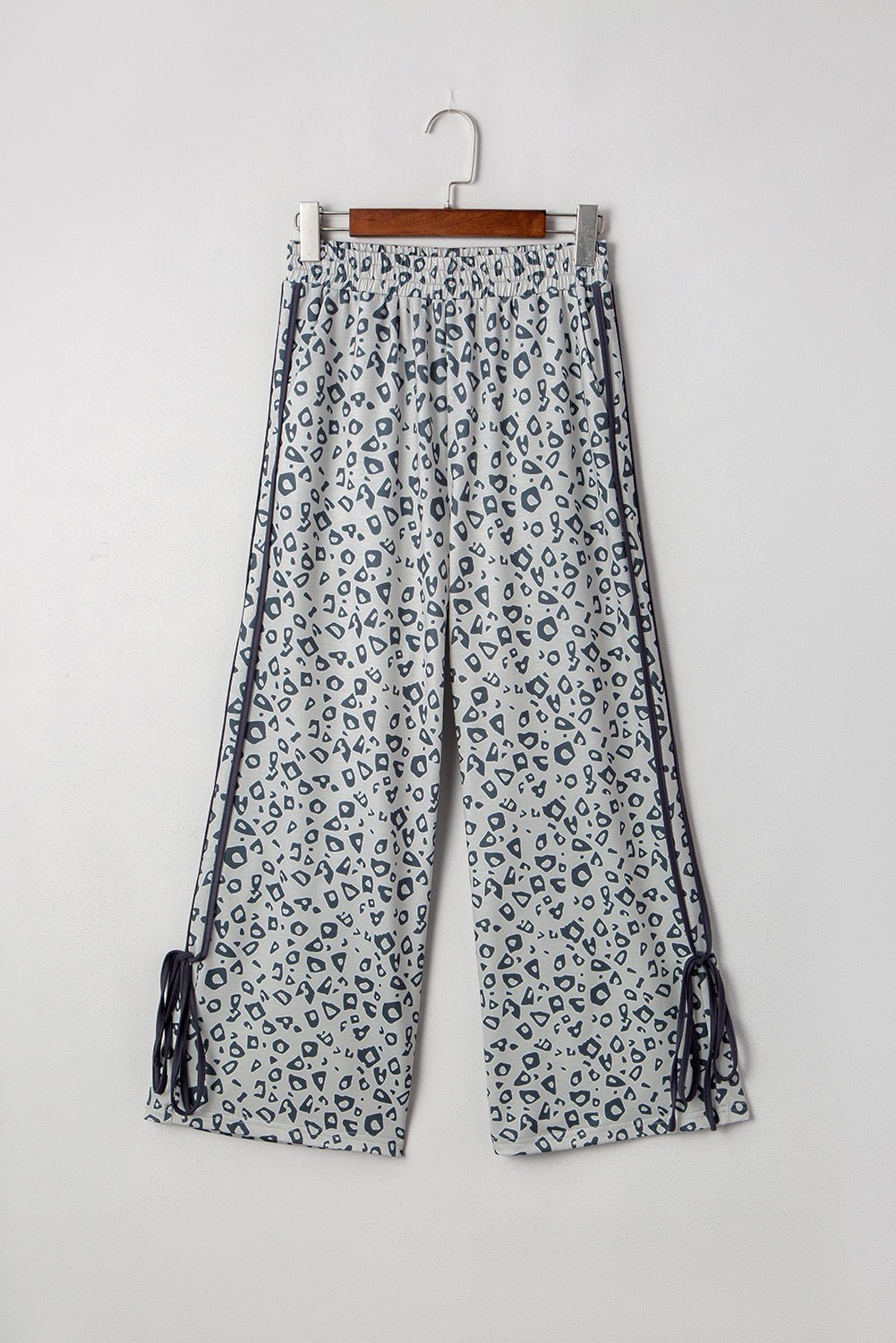 Khaki Leopard Print High Rise Knot Side Pants