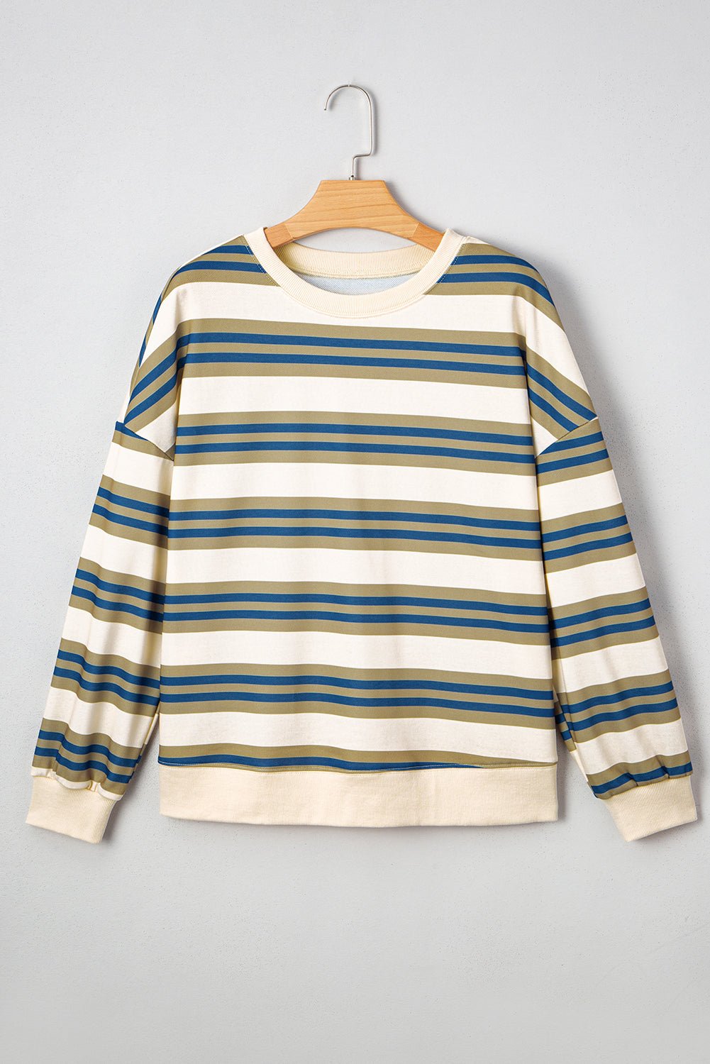 Bonbon Striped Collar Puff Sleeve Sweatshirt