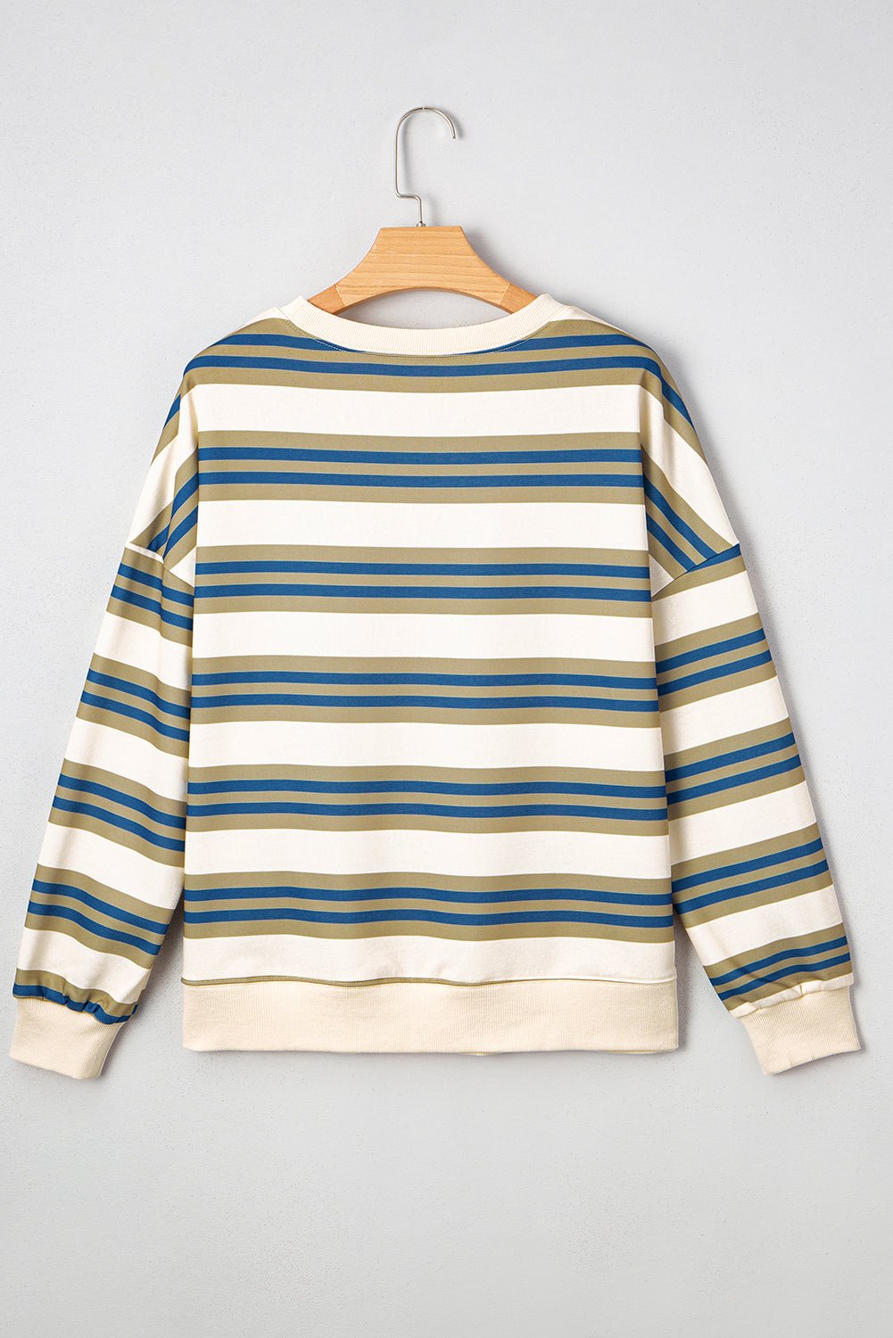 Bonbon Striped Collar Puff Sleeve Sweatshirt