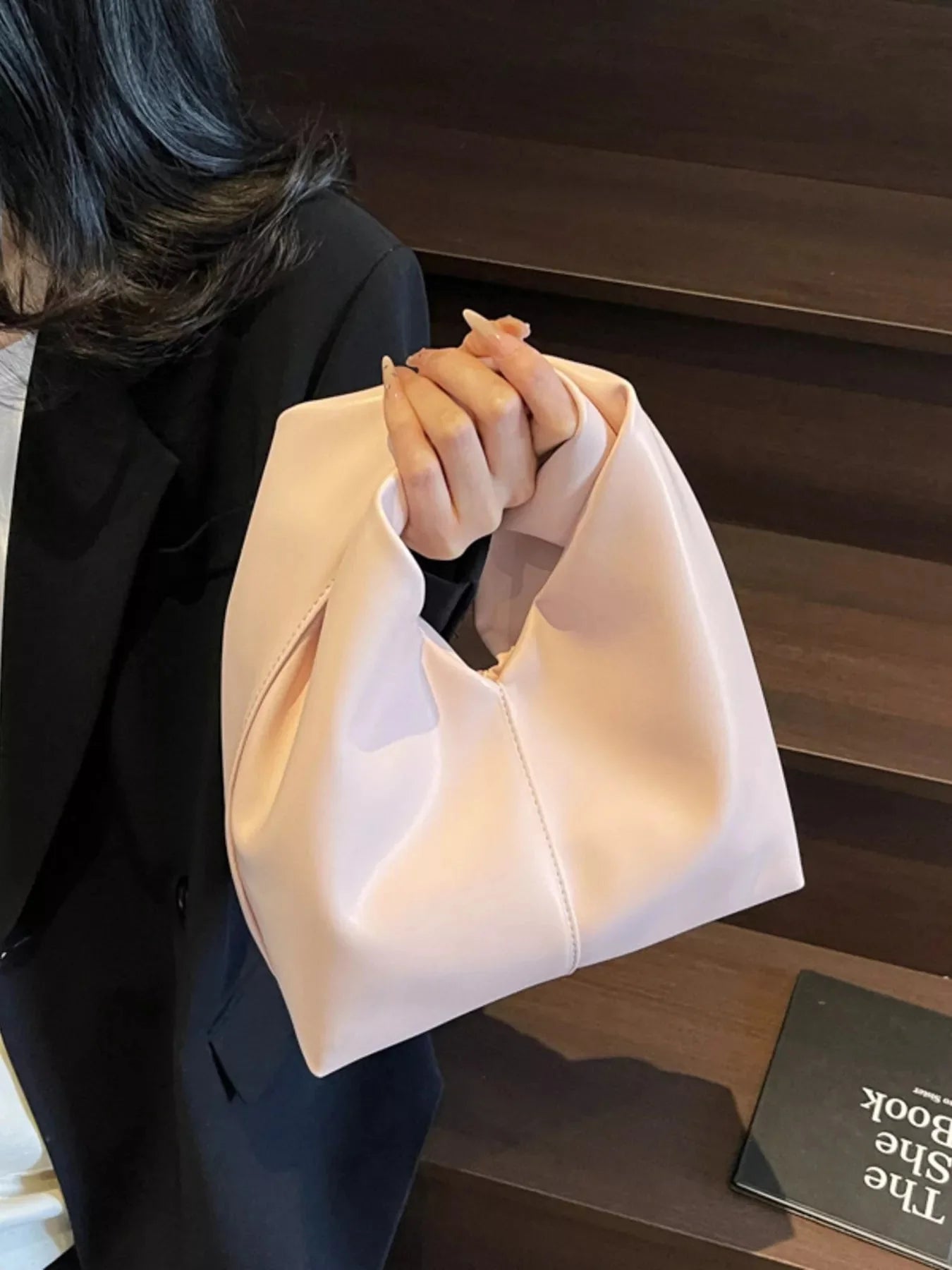 Knot Handle Leather Handbag