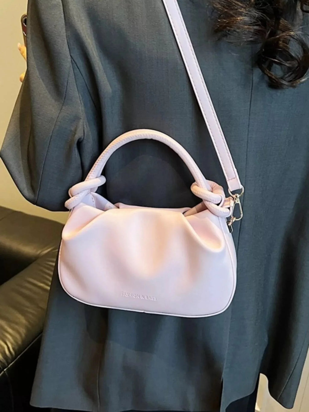 Knot Handle Ruched Crossbody Bag