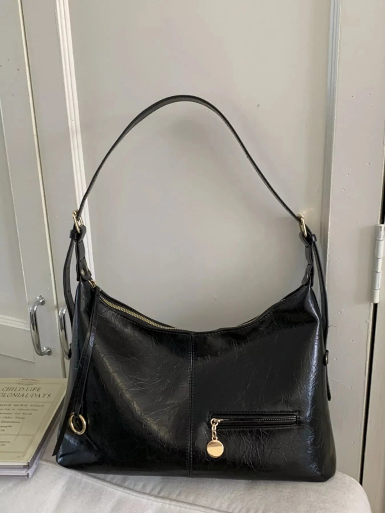 Leather Hobo Shoulder Bag
