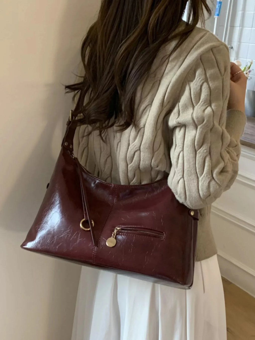 Leather Hobo Shoulder Bag