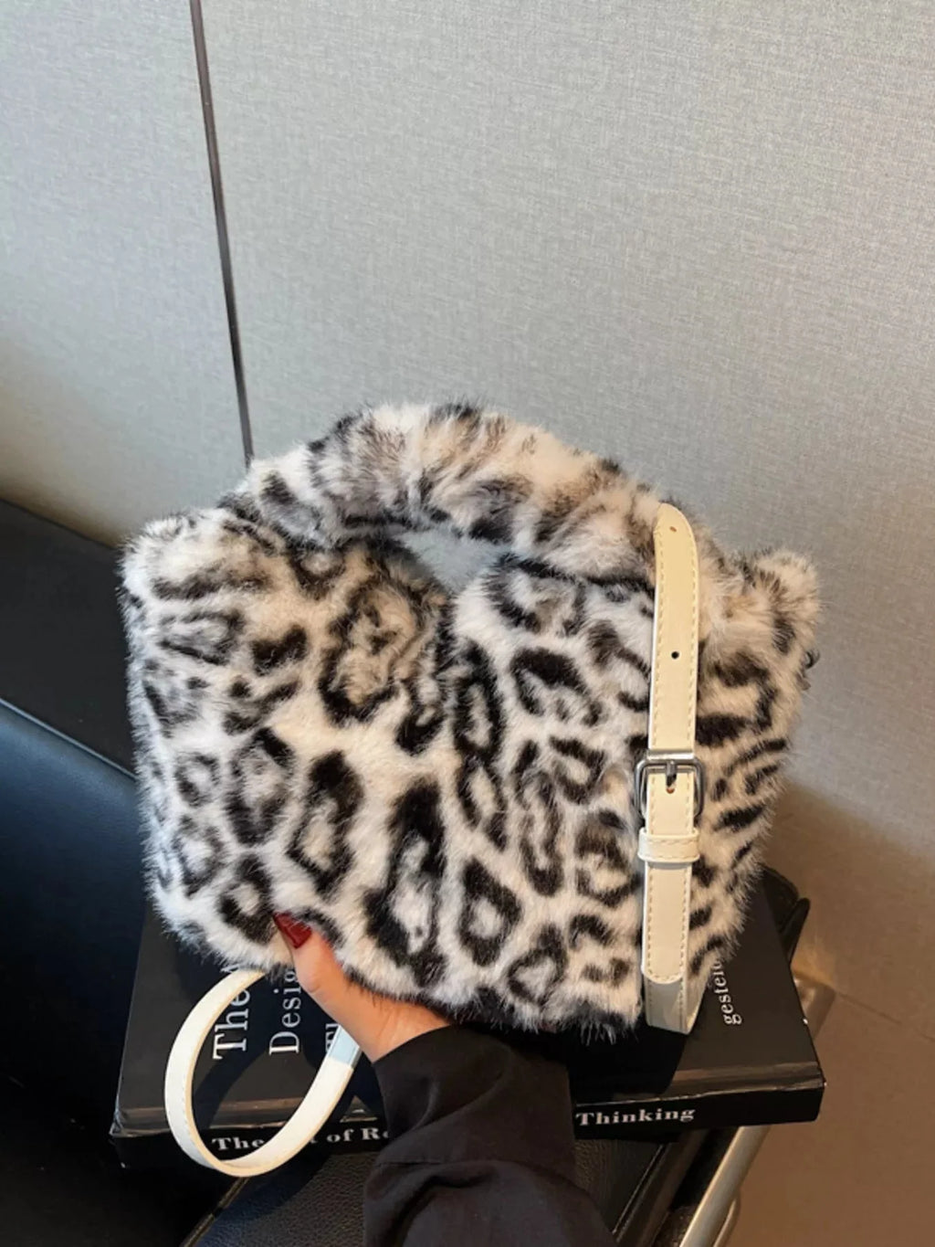Leopard Plush Crossbody Bag
