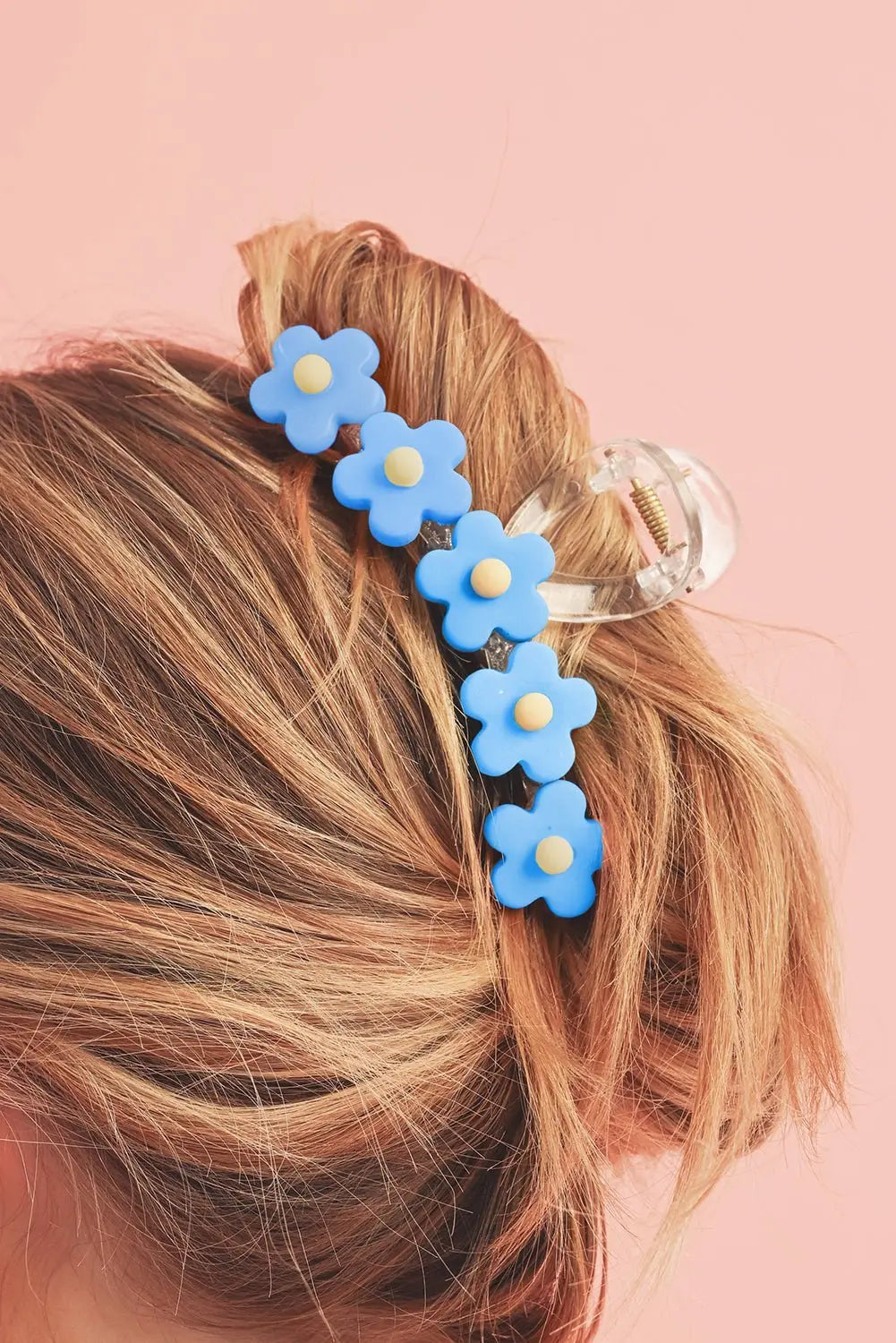 Light Blue 60s Flowers Cute Hair Claw