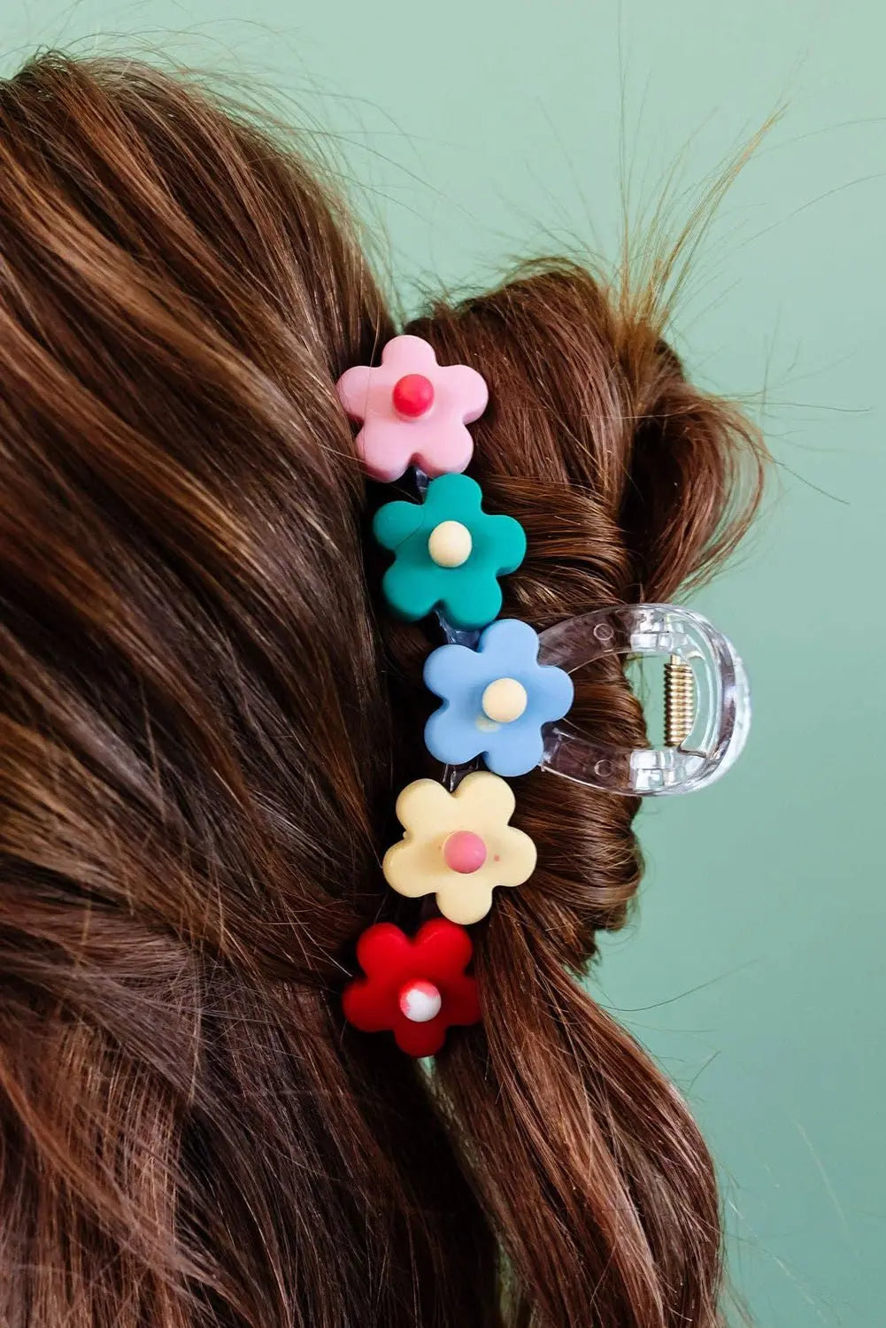 Light Blue 60s Flowers Cute Hair Claw