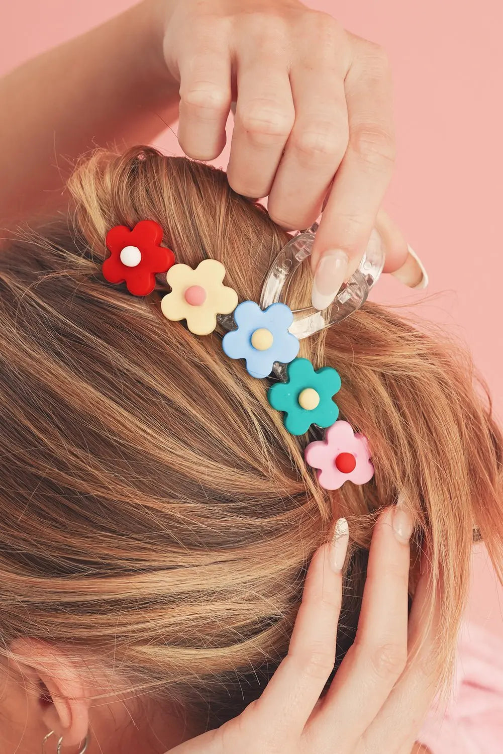 Light Blue 60s Flowers Cute Hair Claw
