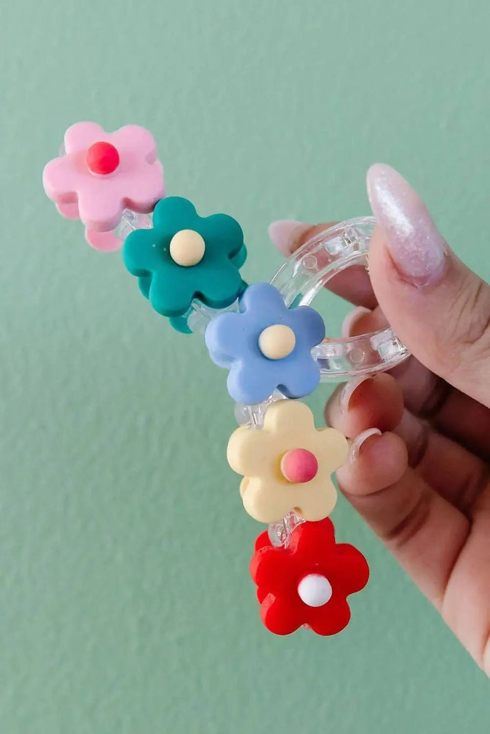 Light Blue 60s Flowers Cute Hair Claw