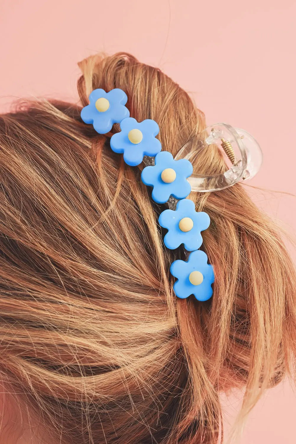 Light Blue 60s Flowers Cute Hair Claw