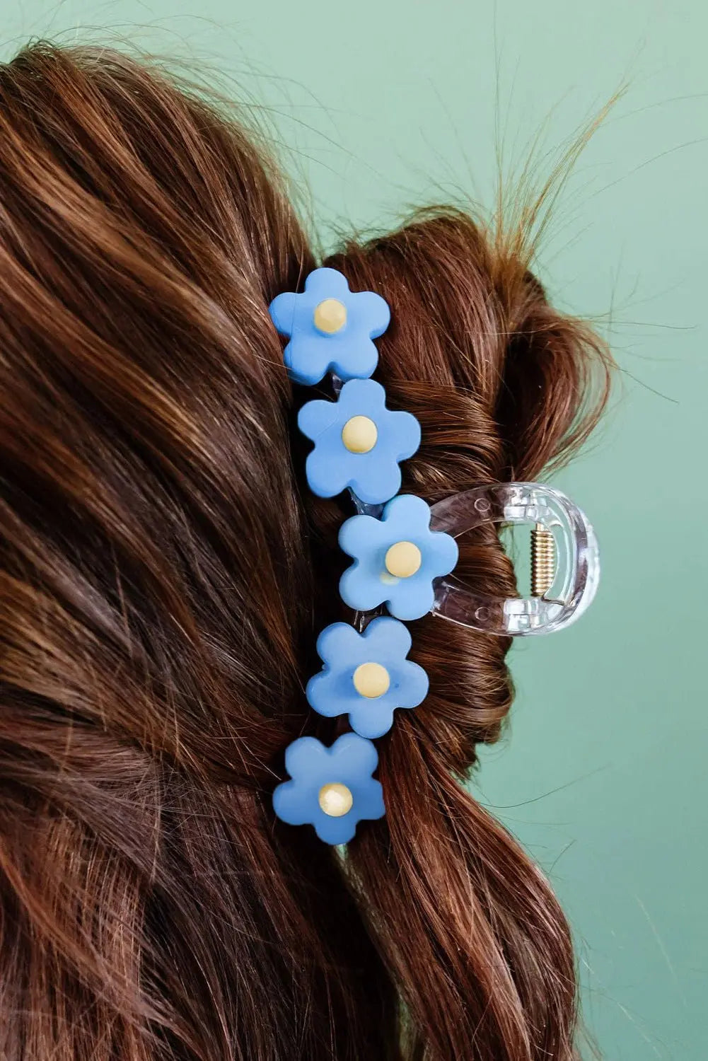 Light Blue 60s Flowers Cute Hair Claw