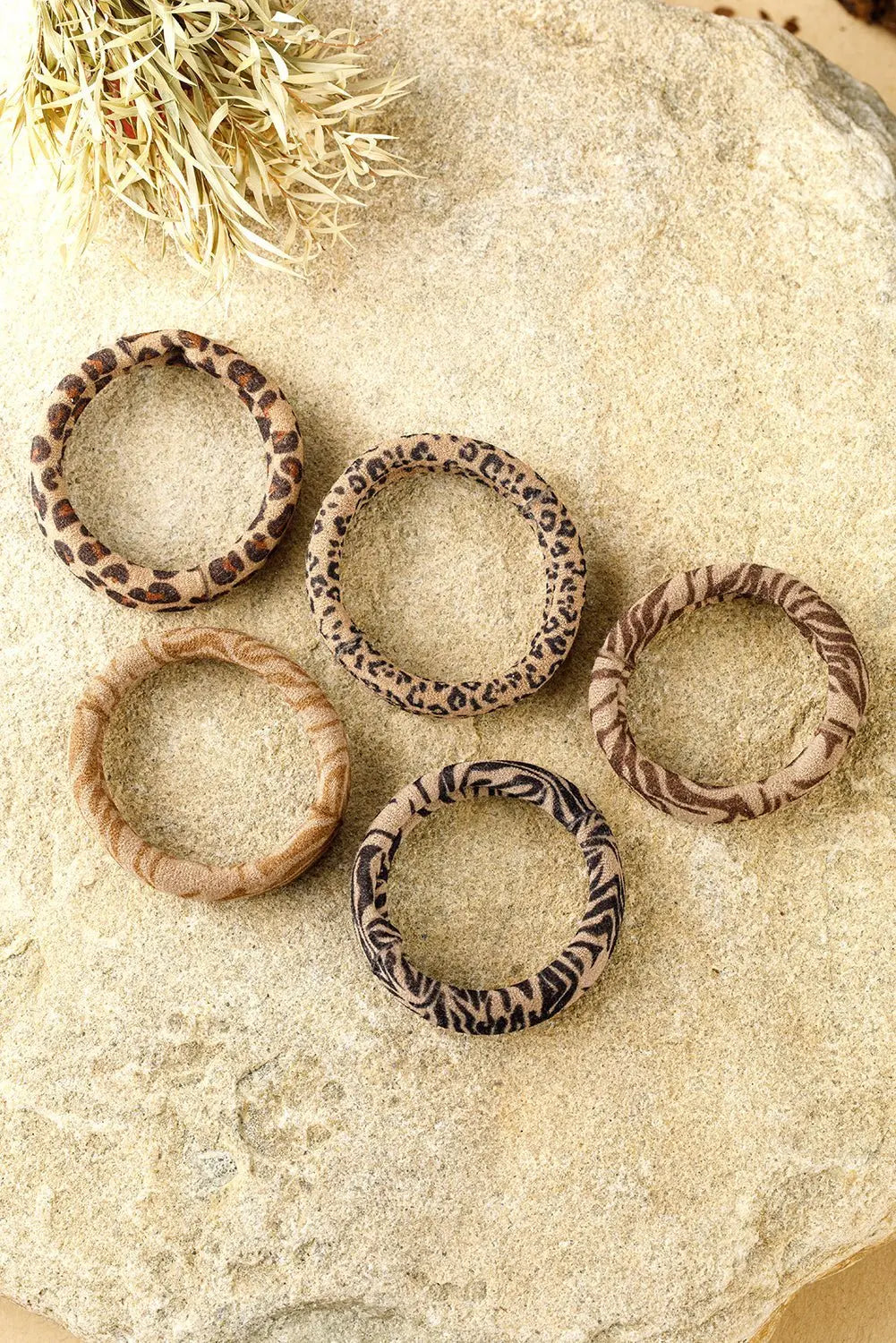 Light French Beige Leopard Print Elastic Hair Tie