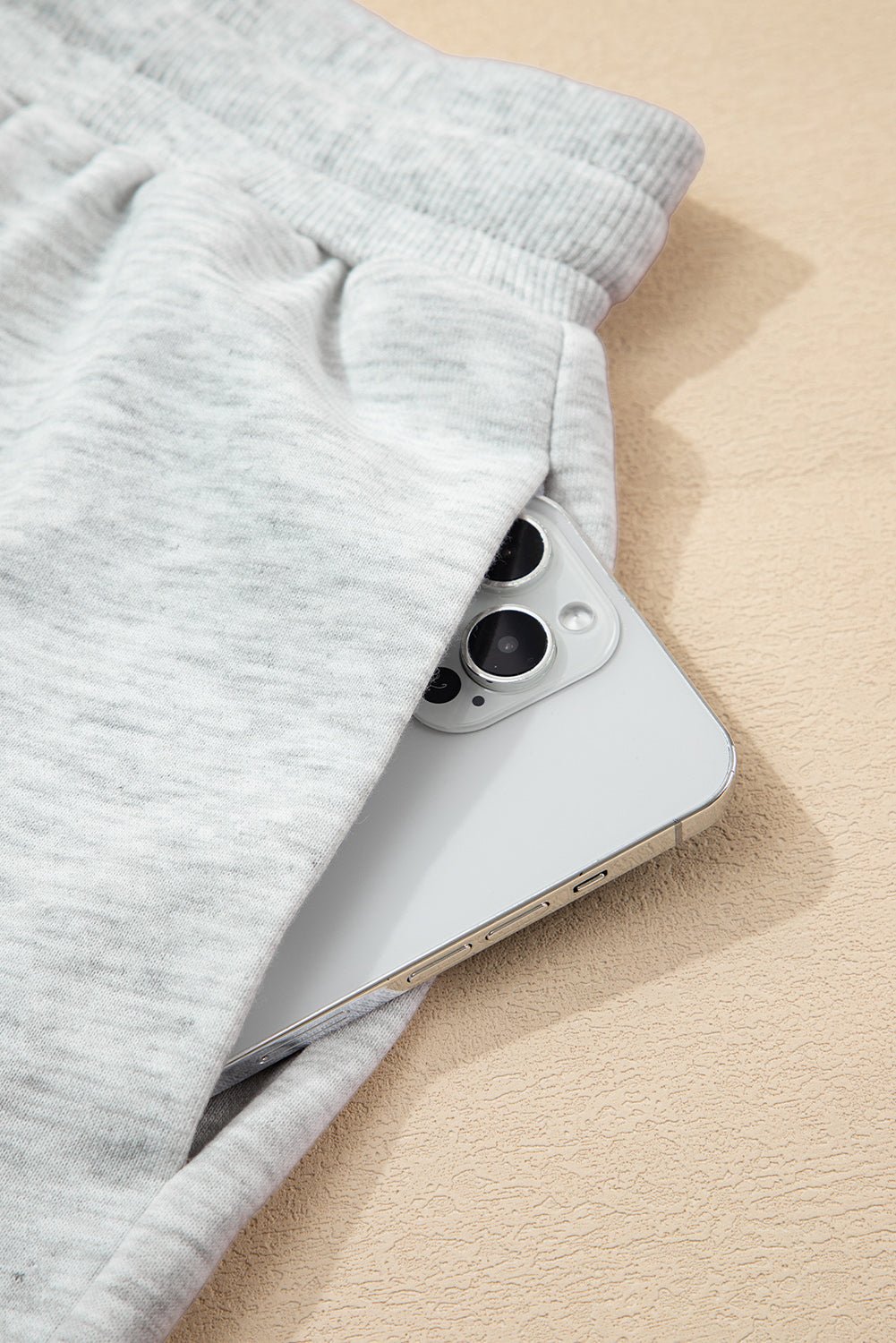 Light Grey Colorblock Raw Hem Pullover and Shorts Set