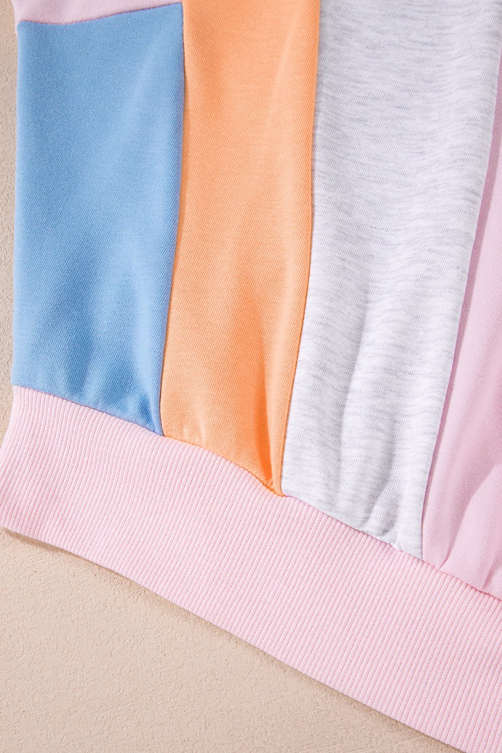 Light Pink Color Block Batwing Sleeve Loose Fit Sweatshirt