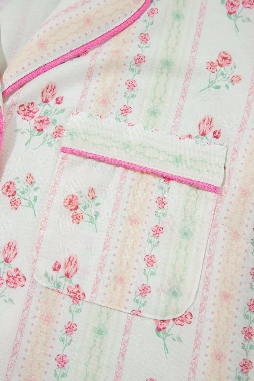 Pink Polka Dot and Bow Print Ruffle Hem Shorts Pajama Set