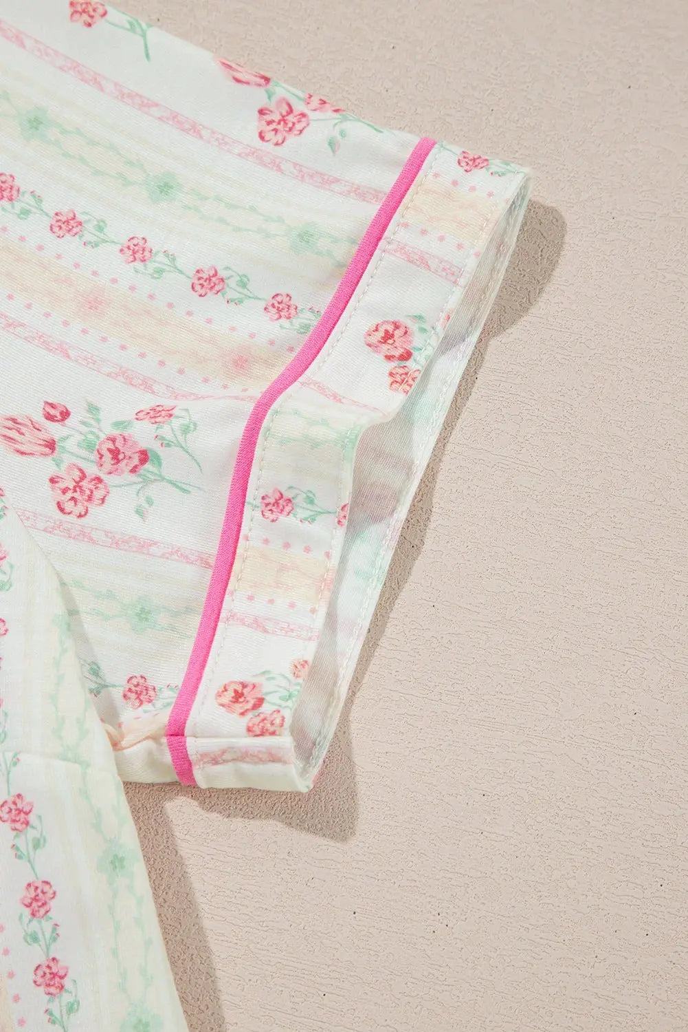Pink Polka Dot and Bow Print Ruffle Hem Shorts Pajama Set
