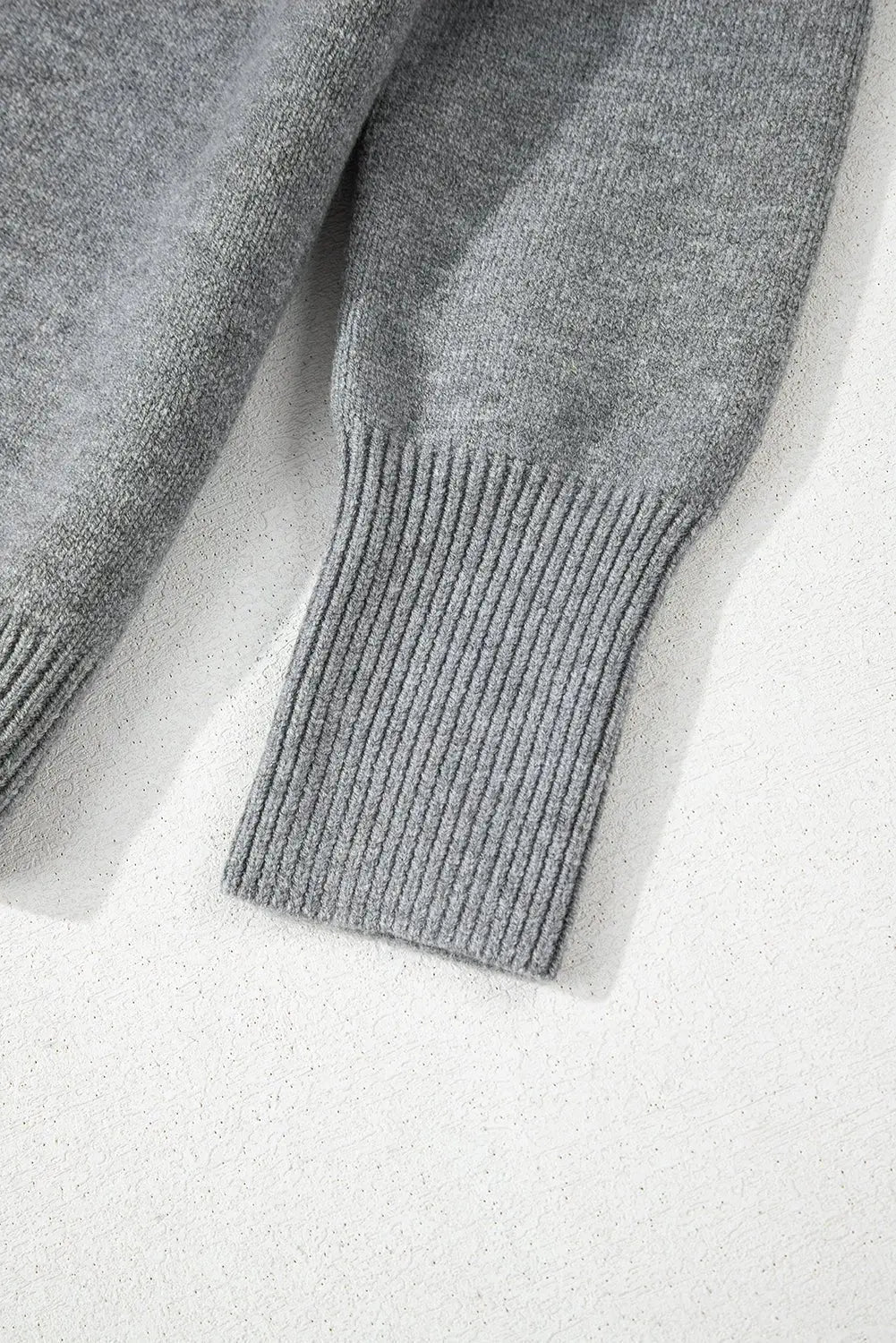Medium Grey Hooded Button Up Drop Shoulder Sweater Cardigan