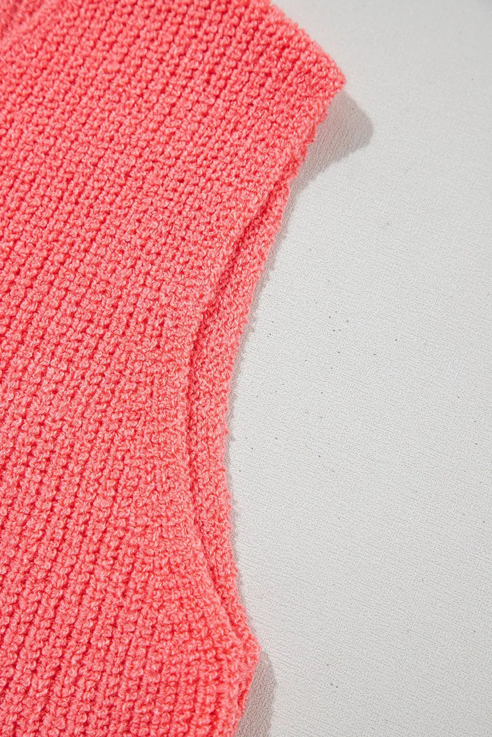 Tomato Red Lace-up Front V Neck Knit Vest