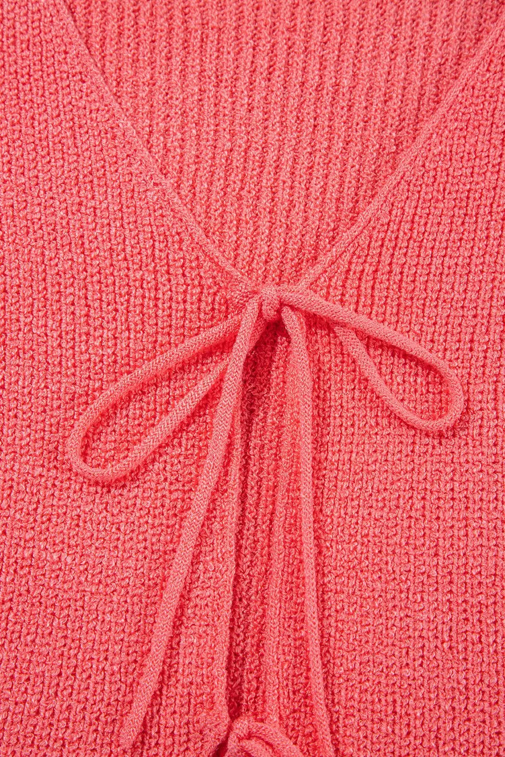 Tomato Red Lace-up Front V Neck Knit Vest