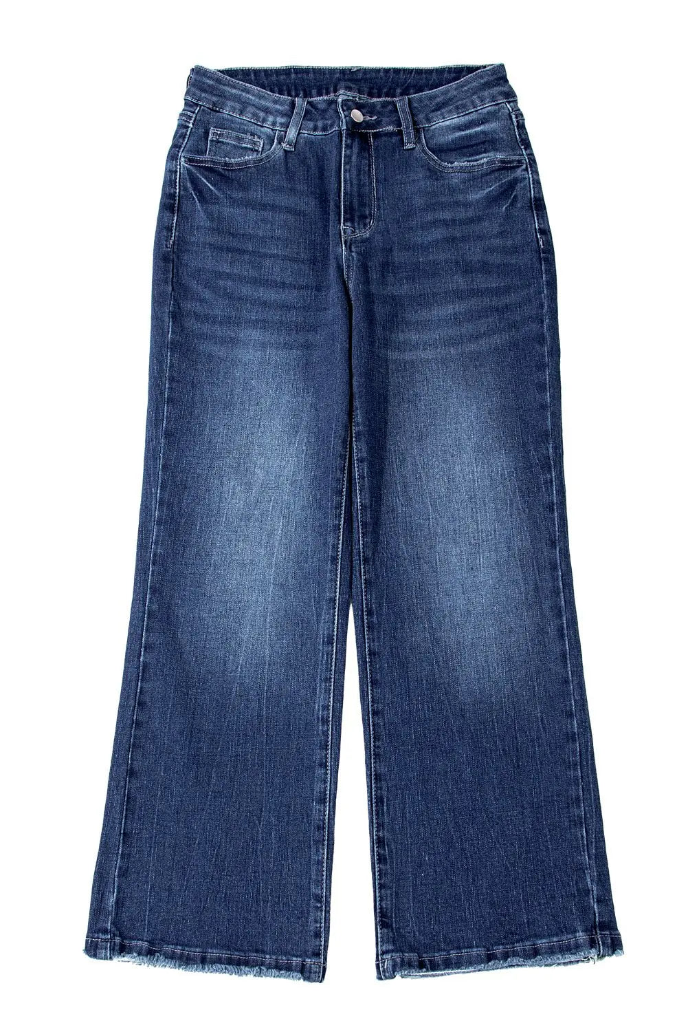 Beau Blue Mineral Wash Raw Hem High Waist Flared Jeans
