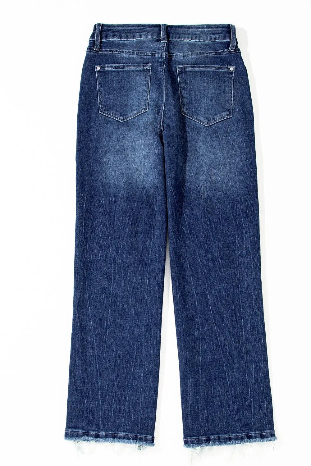 Beau Blue Mineral Wash Raw Hem High Waist Flared Jeans