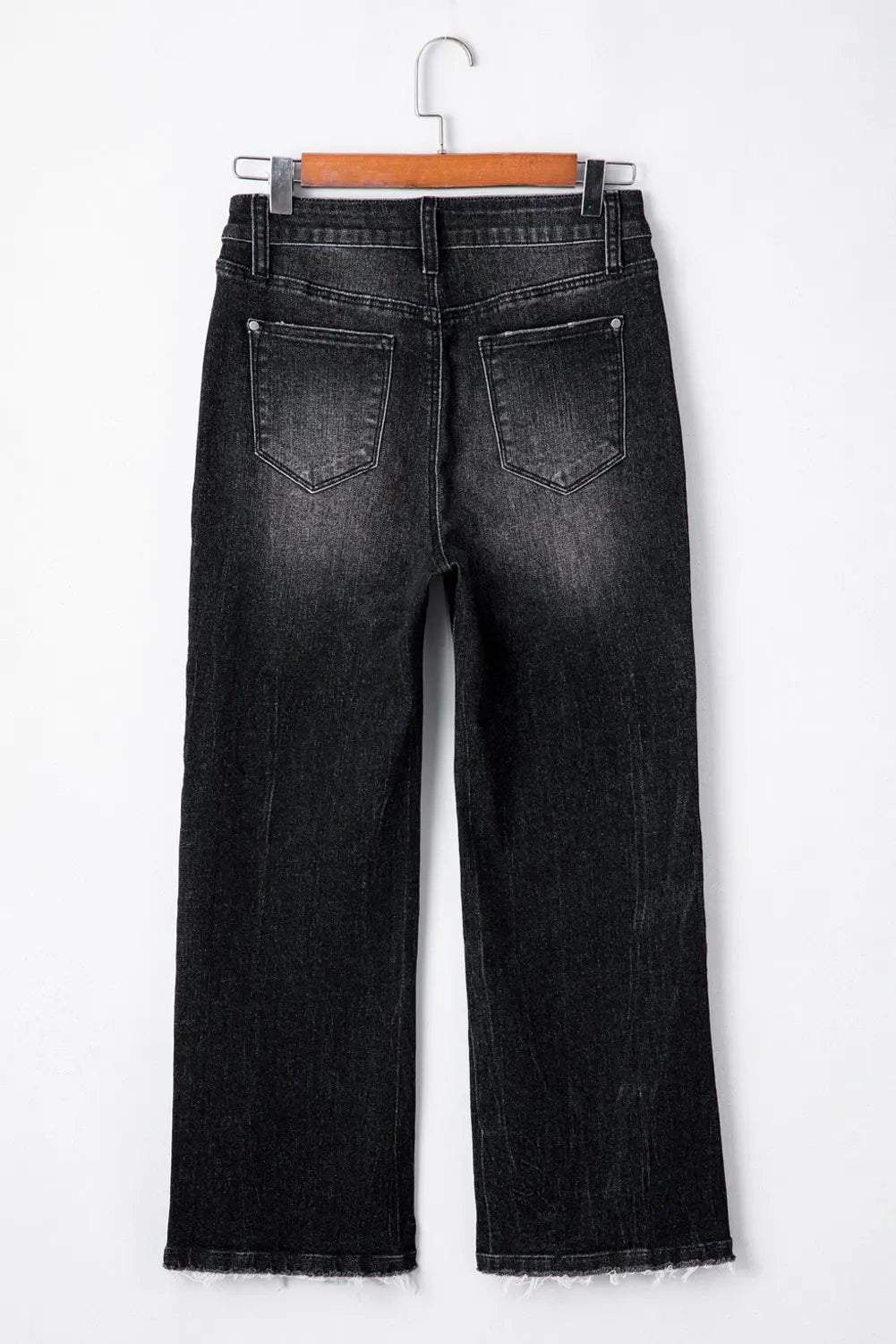Beau Blue Mineral Wash Raw Hem High Waist Flared Jeans
