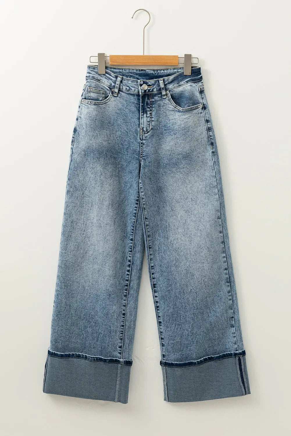Myosotis High Rise Button Zip Washed Jeans