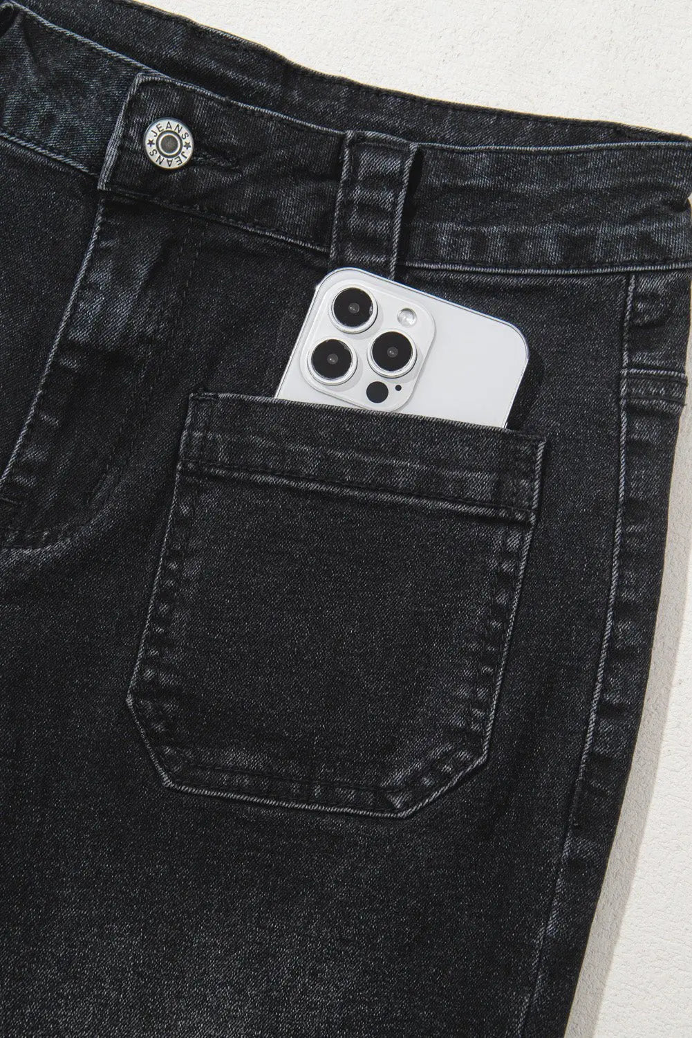 Sail Blue Wide Leg Pocketed High Waist Jeans