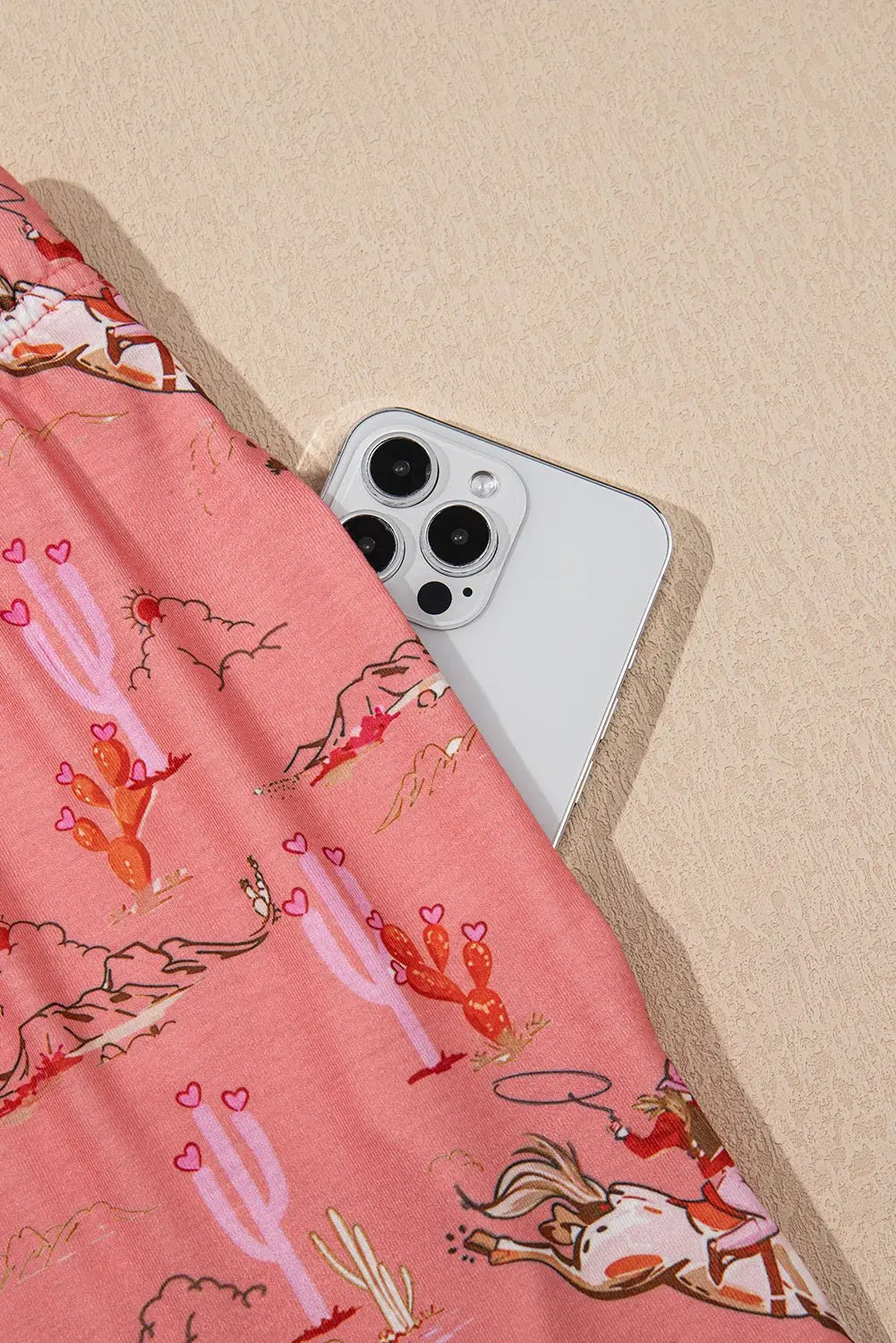 White Allover Print Cropped Pajama Set