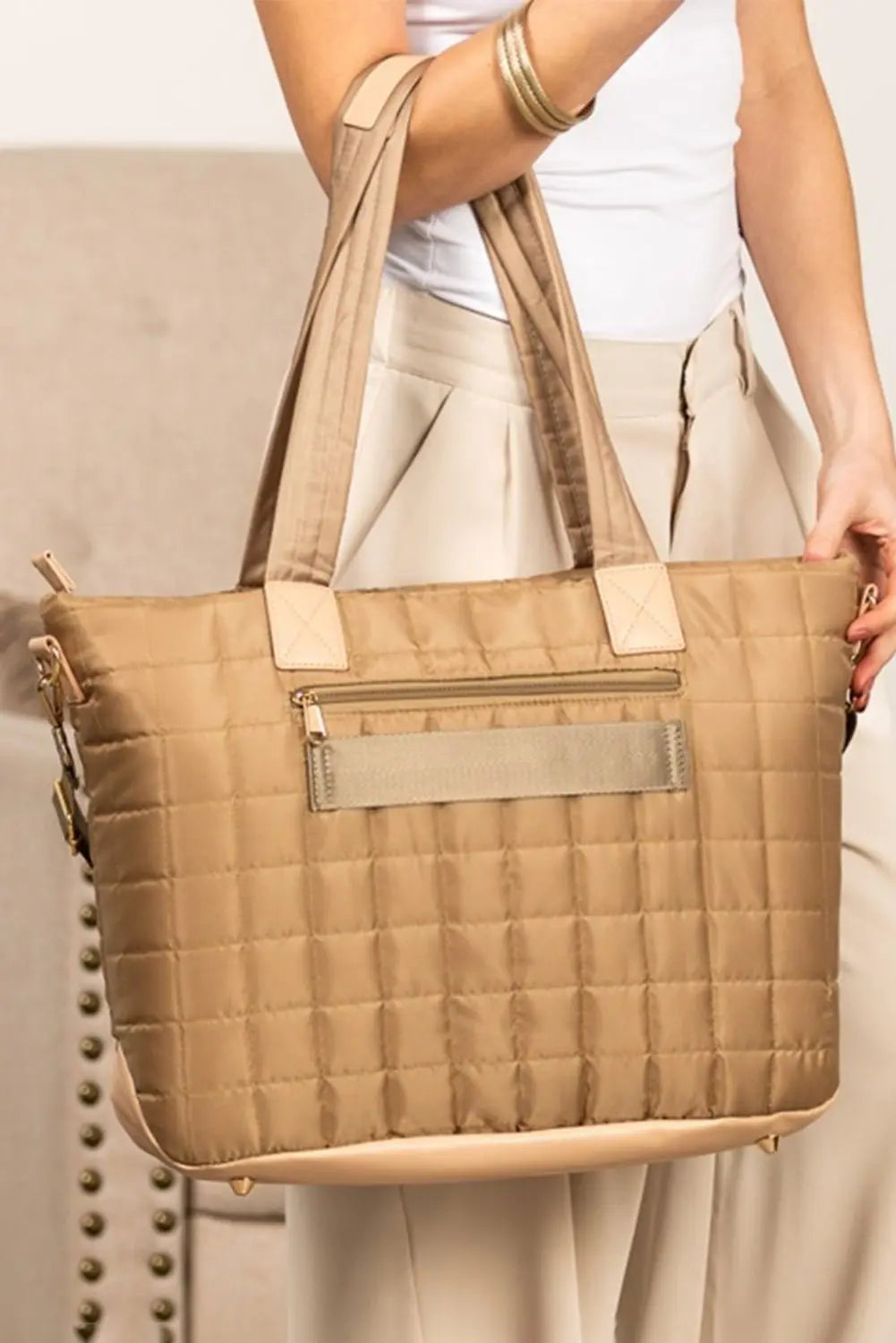 Black Quilted Patchwork Large Tote Bag and Clutch 2pcs Set