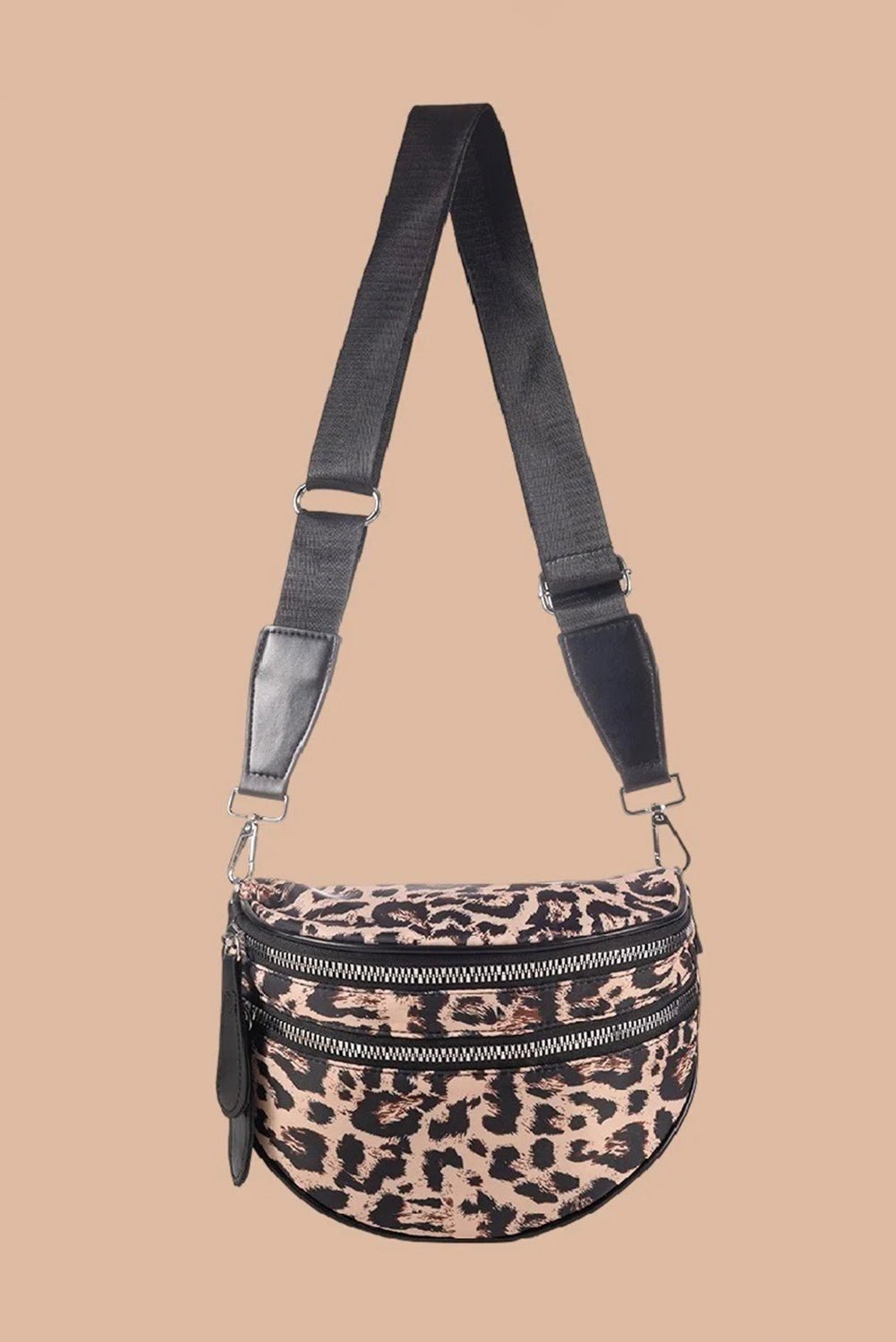 Medium Grey Abstract Camo Print Gold Chain Crossbody Bag