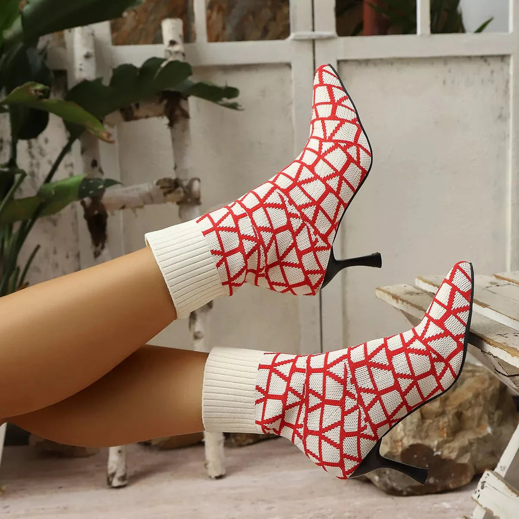 Mesh Point Toe Stiletto Boots
