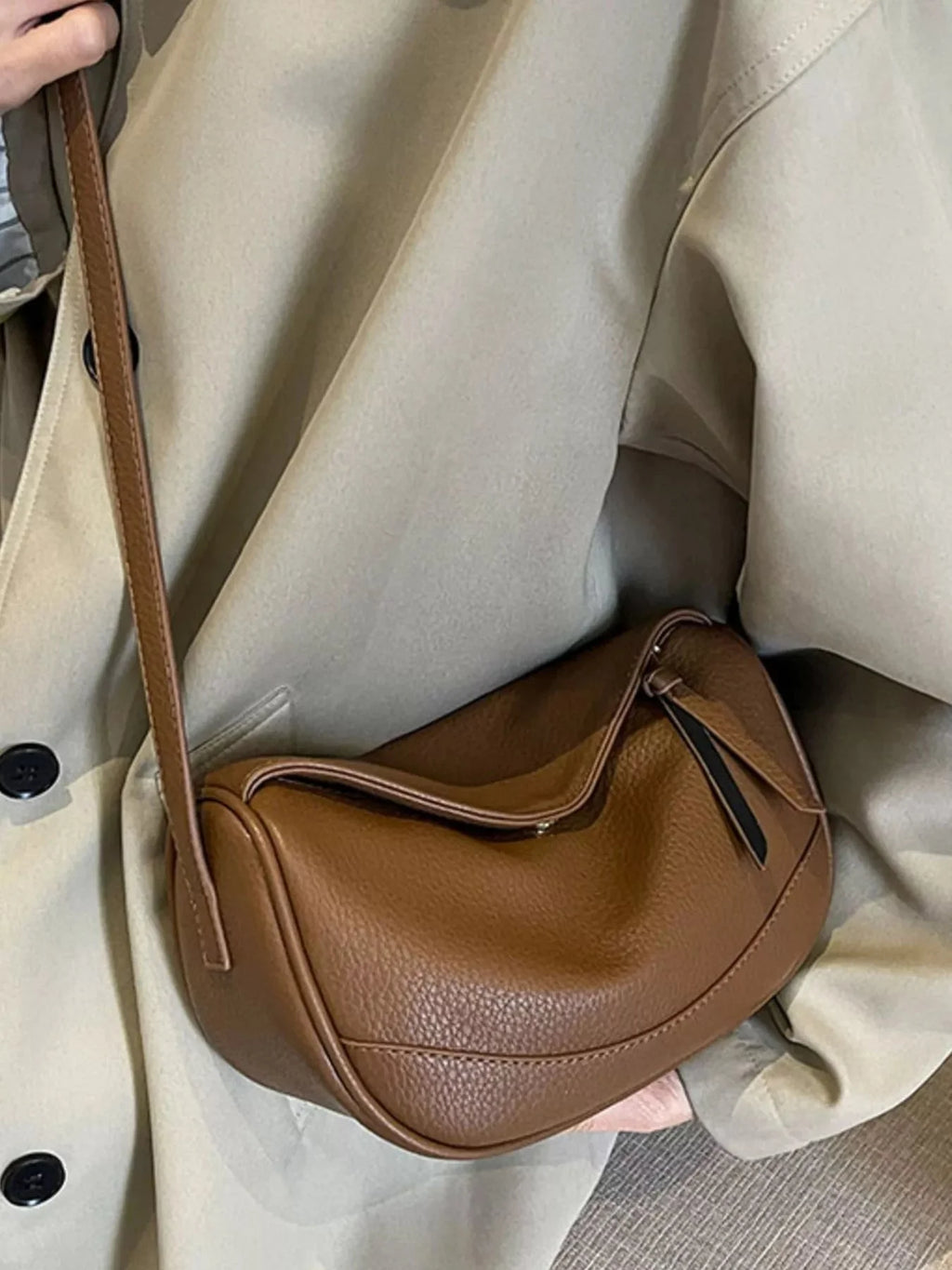 Minimalist Style Leather Crossbody Bag