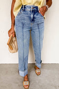 Myosotis Center Seam Straight High Waist Jeans