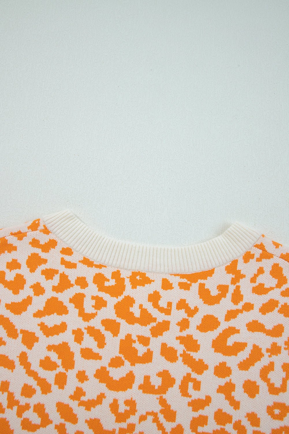 Orange Leopard Drop Shoulder Knitted Cardigan