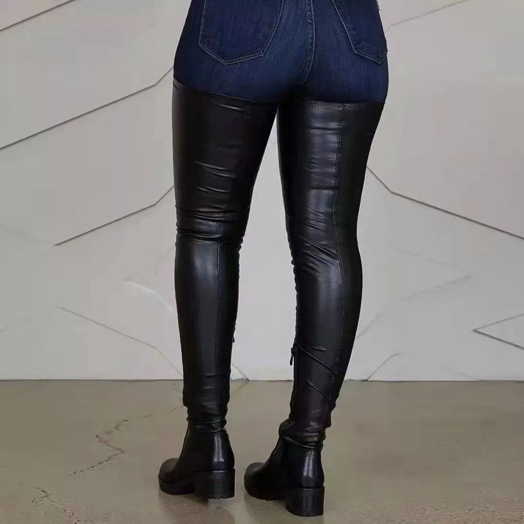 Over-the-Knee Block Heels Boots