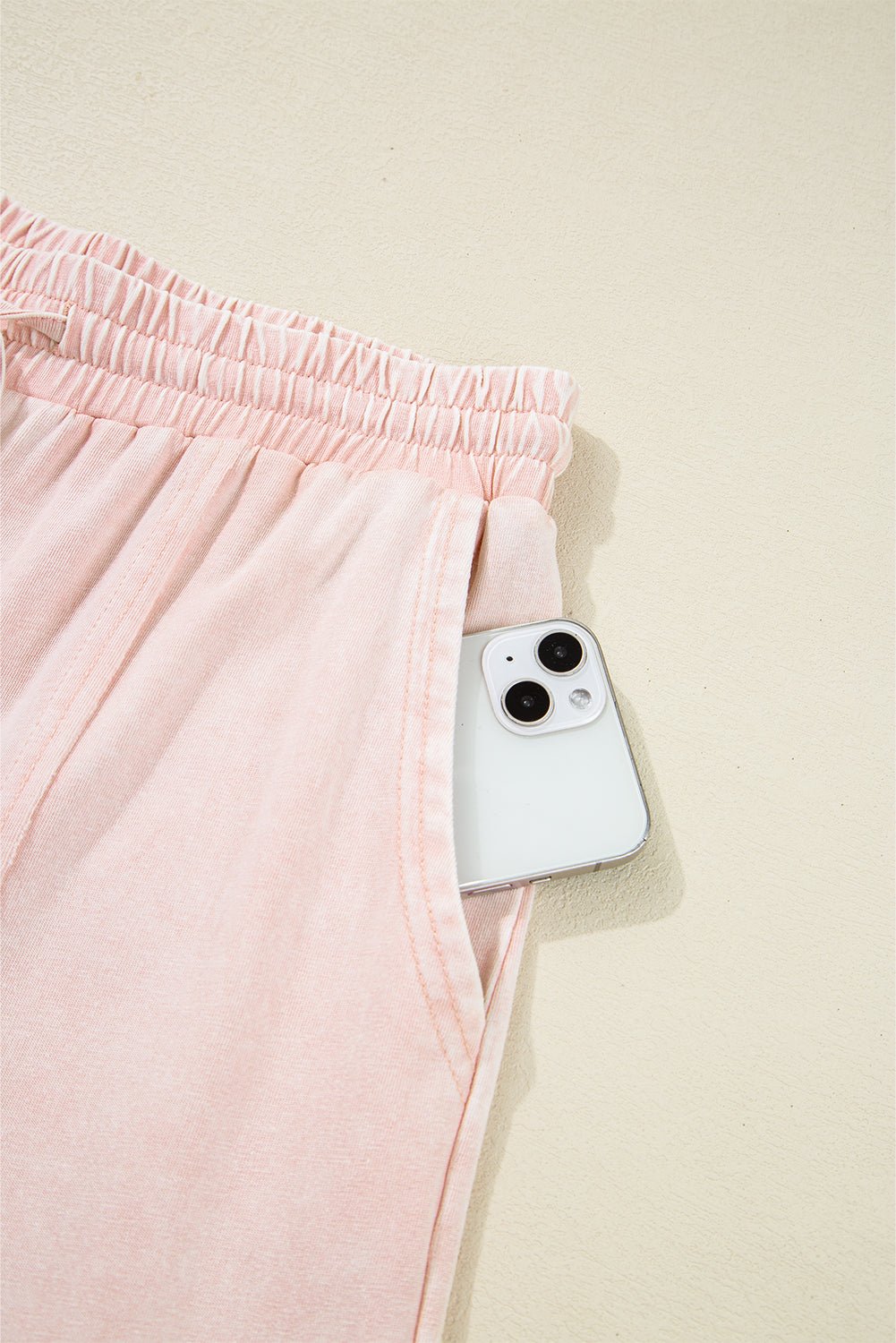 Pink Flower Patch Mineral Washed Cropped Wide Leg Pants