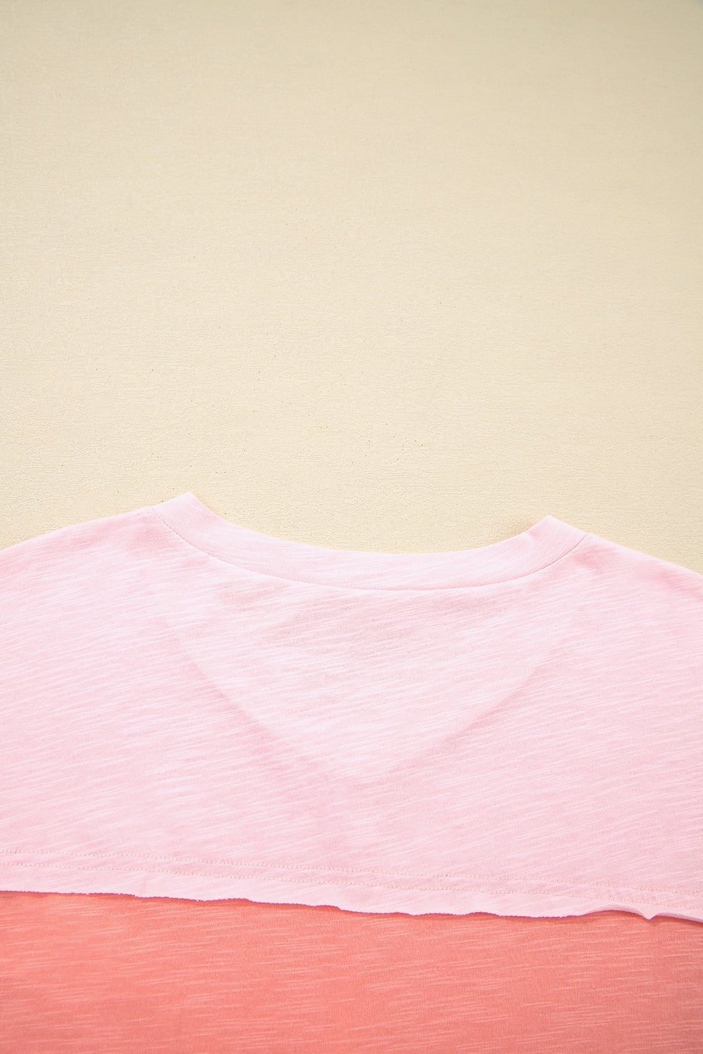 Pink Flower Patched Exposed Seam 3/4 Sleeve top