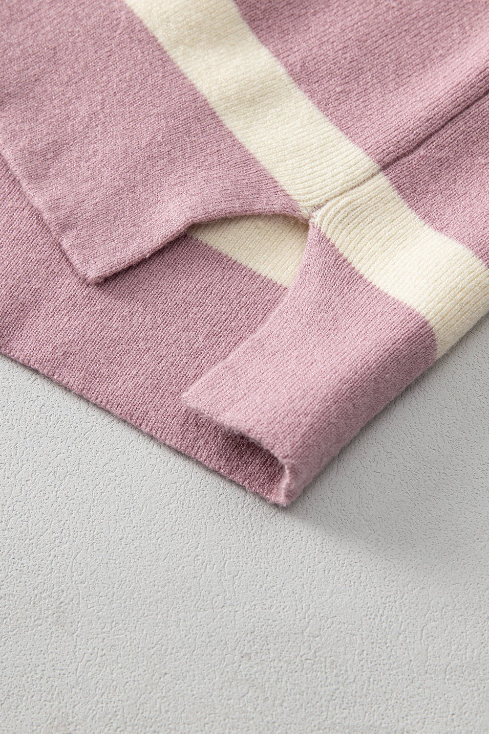 Pink Striped Patchwork Drop Shoulder Sweatshirt
