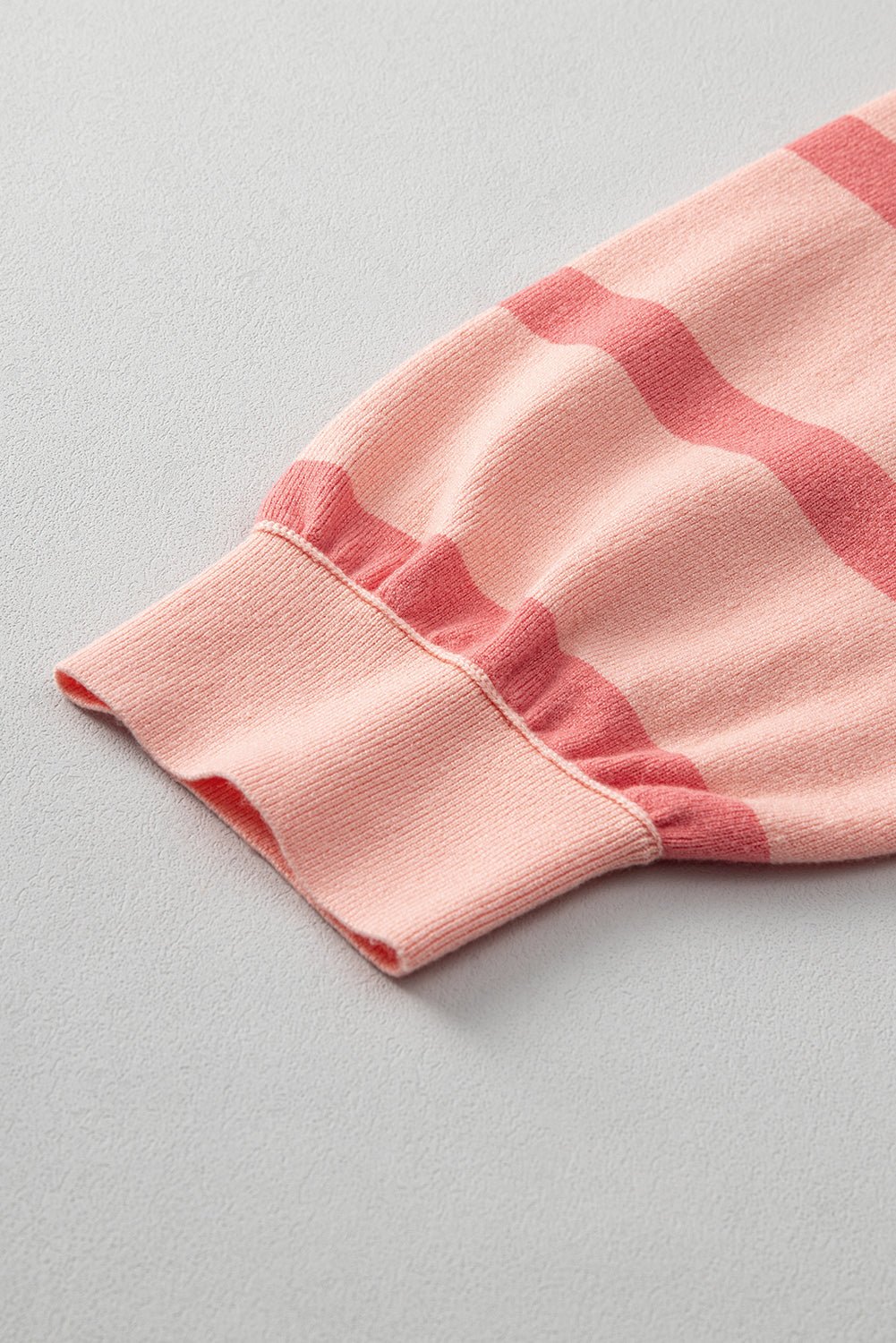 Pink Striped Patchwork Drop Shoulder Sweatshirt