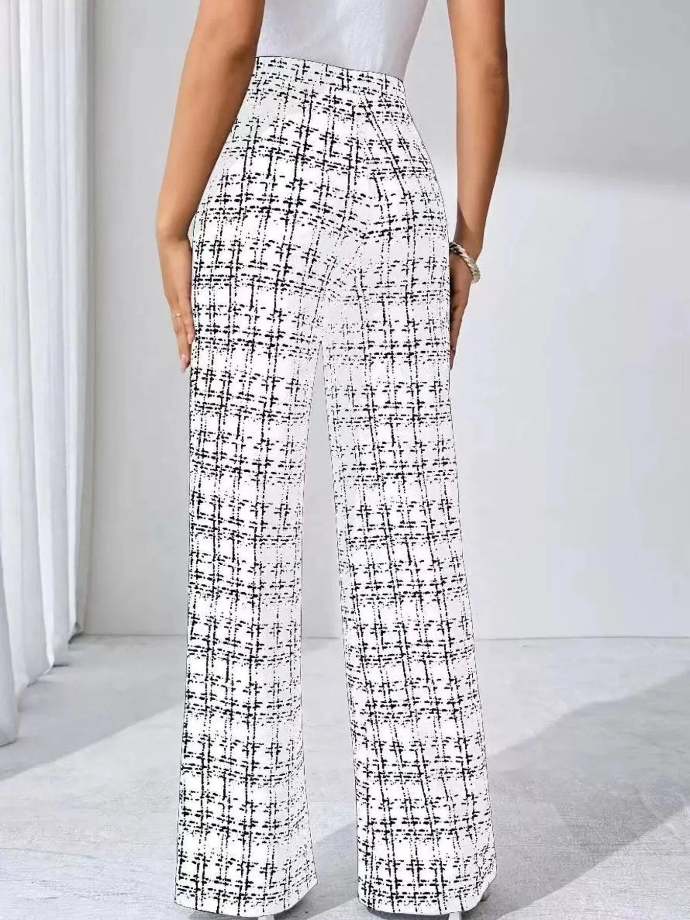 Plaid Wide Leg Pants