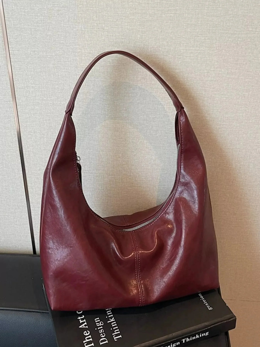 PU Leather Hobo Shoulder Bag