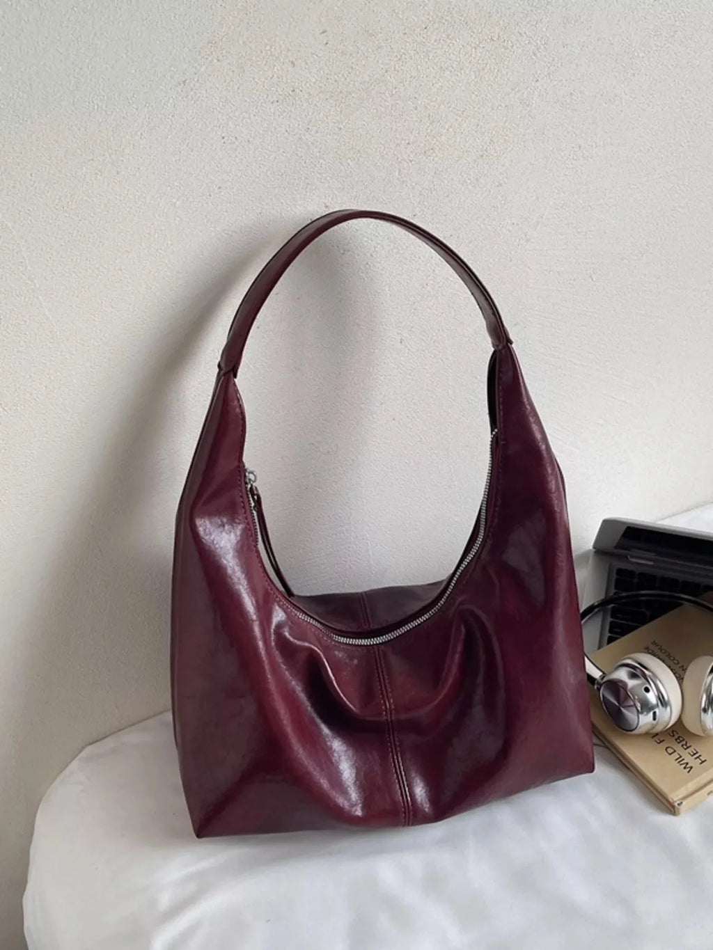 PU Leather Hobo Shoulder Bag