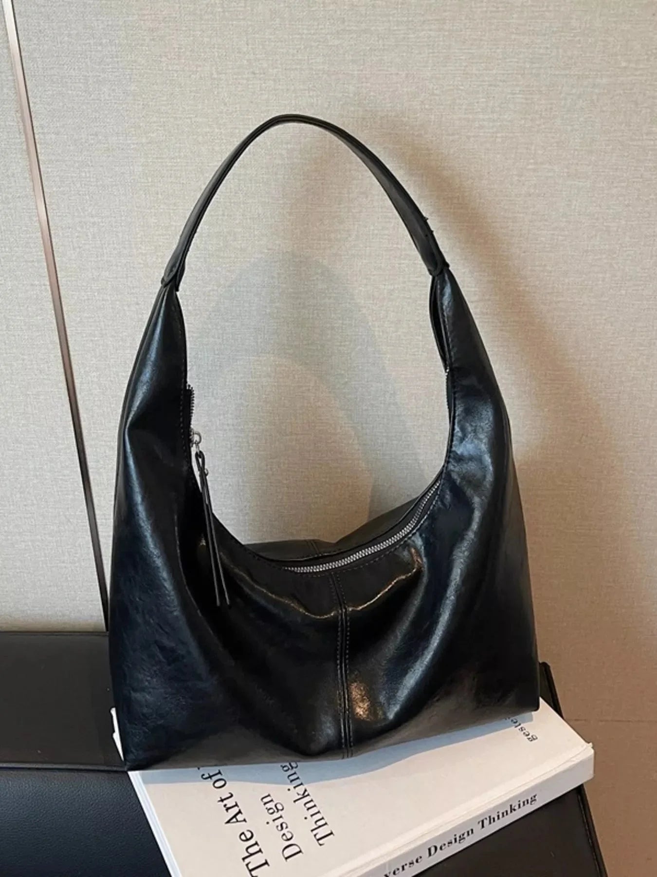 PU Leather Hobo Shoulder Bag